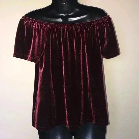 GAP Velvet Off The Shoulder Blouse Size S - Picture 3 of 6